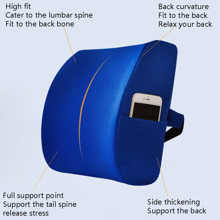 Office Waist Cushion Car Pillow With Pillow Core, Style: Memory Foam(Mesh Royal Blue) - free shipping - PMC TechLife - Order now!