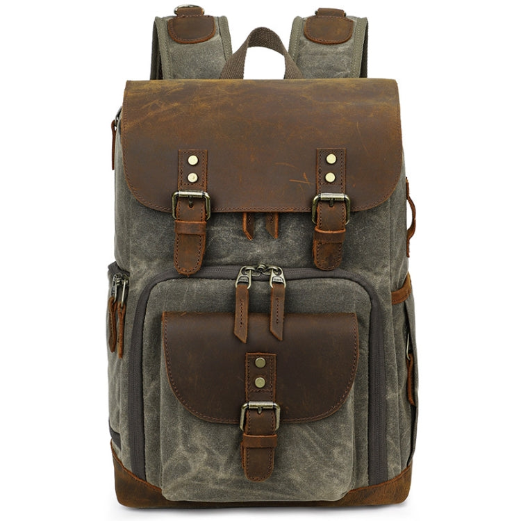 K-86 Casual Shoulder Camera Bag Contrast Waterproof Batik Canvas Single Digital Camera Photo Backpack(Green) - Backpack by PMC TechLife | Online Shopping South Africa | PMC TechLife | Buy Now Pay Later Mobicred