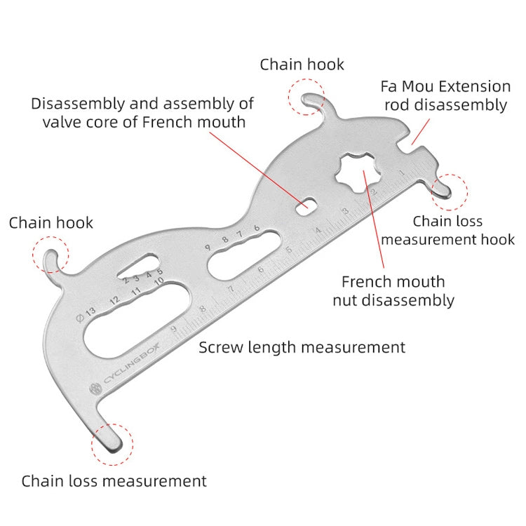 CYCLINGBOX Mountain Bicycle Chain Wear Measuring Ruler Measuring Chain Ruler Inspection Tool(Silver) - free shipping - PMc TechLife - Order now!