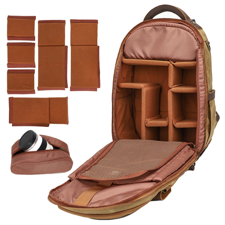K813 Retro SLR Camera Bag Canvas Shoulder Computer Camera Bag(Grey) - Backpack by PMC TechLife | Online Shopping South Africa | PMC TechLife | Buy Now Pay Later Mobicred