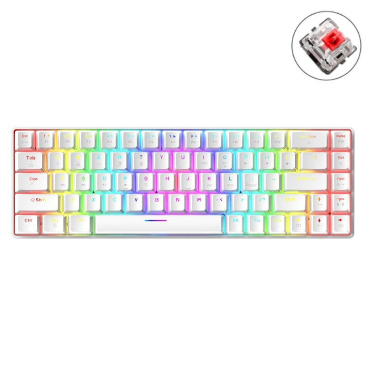 T8 68 Keys Mechanical Gaming Keyboard RGB Backlit Wired Keyboard, Cable Length:1.6m(White RGB Red Shaft) - Wired Keyboard by PMC Jewellery | Online Shopping South Africa | PMC Jewellery | Buy Now Pay Later Mobicred