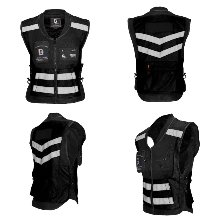 GHOST RACING GR-Y06 Motorcycle Riding Vest Safety Reflective Vest, Size: M(Black) - free shipping - PMC TechLife - Order now!