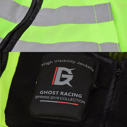 GHOST RACING GR-Y06 Motorcycle Riding Vest Safety Reflective Vest, Size: XXL(Black) - Protective Gear by GHOST RACING | Online Shopping South Africa | PMC Jewellery | Buy Now Pay Later Mobicred