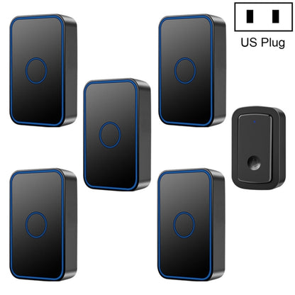 CACAZI A19 1 For 5 Wireless Music Doorbell without Battery, Plug:US Plug(Black) - Wireless Doorbell by CACAZI | Online Shopping South Africa | PMC Jewellery