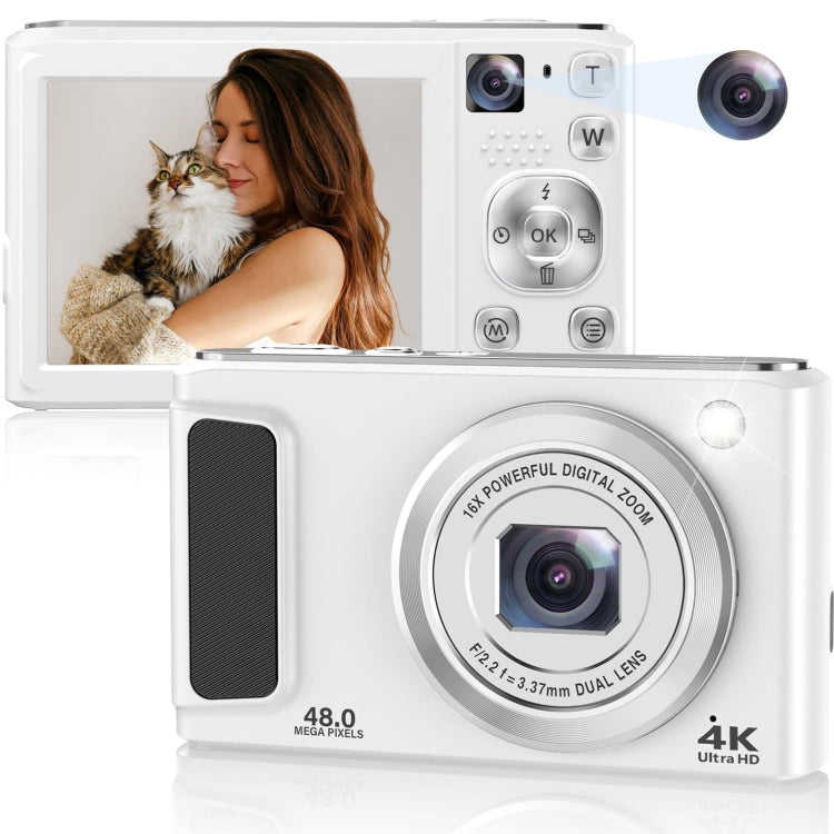 DC308 2.8-Inch 4K HD Front And Rear Dual-Camera 16X Zoom Digital Camera US Plug(White) - Children Cameras by PMC Jewellery | Online Shopping South Africa | PMC Jewellery | Buy Now Pay Later Mobicred