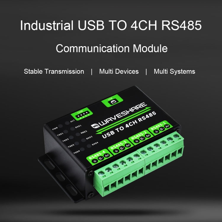 Waveshare 25219 Industrial USB To 4Ch RS485 Converter - free shipping - PMC Jewellery - Order now!