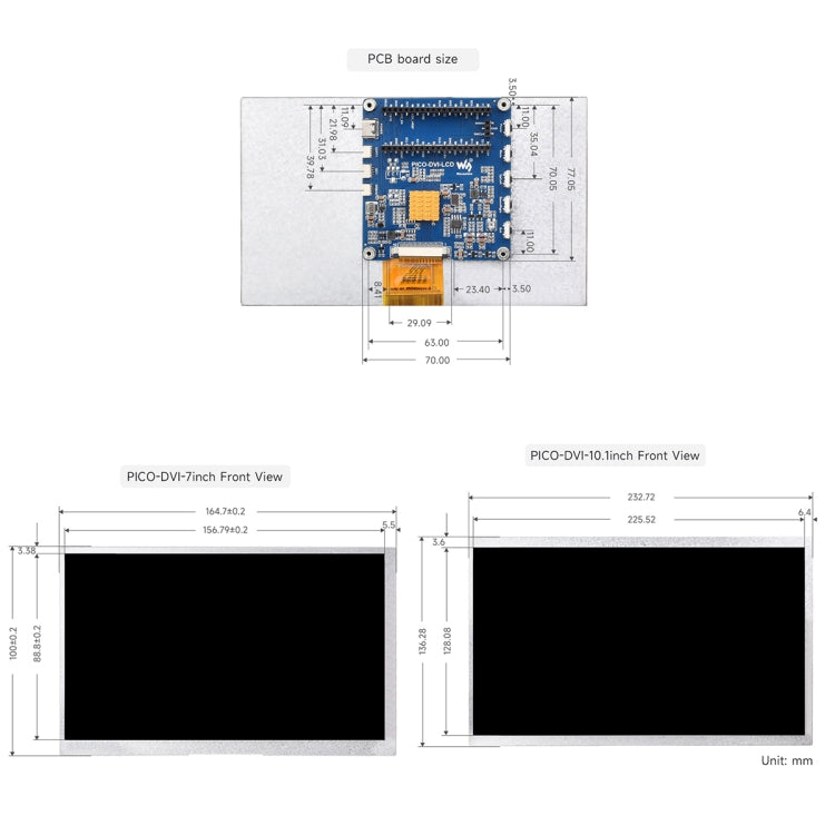 10.1 Inch Waveshare For Raspberry Pi Pico 1024��600 Pixel IPS Panel DVI Display Module - LCD & LED Display Module by Waveshare | Online Shopping South Africa | PMC TechLife | Buy Now Pay Later Mobicred