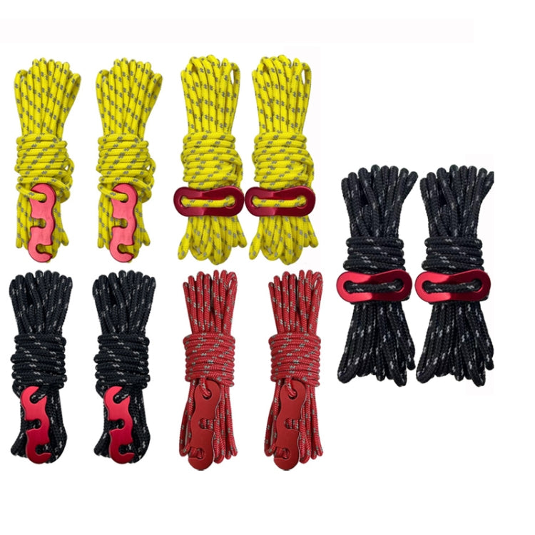 4m x 4 Rolls Outdoor Camping Tent Canopy Wind Rope Luminous Multi-Function Wind Rope Buckle Tent Fixed Rope(Figure 8 Buckle-Yellow) - Tents & Accessories by PMC Jewellery | Online Shopping South Africa | PMC Jewellery