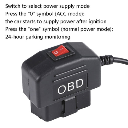 H508 OBD Car Charger Driving Recorder Power Cord 12/24V To 5V With Switch Low Pressure Protection Line, Specification: Micro Left Elbow - Cables & Connectors by PMC Jewellery | Online Shopping South Africa | PMC Jewellery | Buy Now Pay Later Mobicred