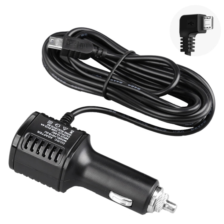 H519 Car Charger Driving Recorder Power Cord Dual USB With Display Charging Line, Specification: Micro Right Elbow - Cigar Socket by PMC Jewellery | Online Shopping South Africa | PMC Jewellery | Buy Now Pay Later Mobicred