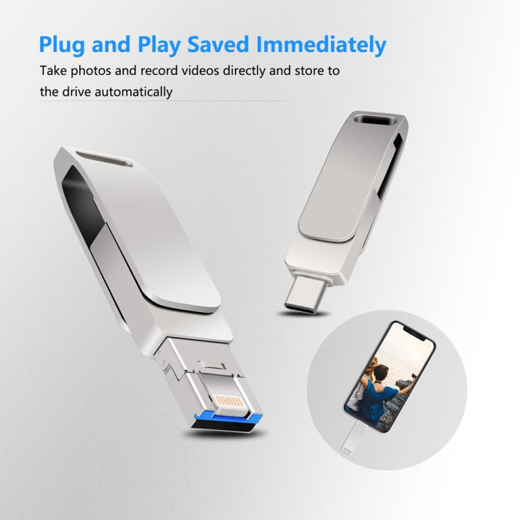 16 GB USB 3.0 + 8 Pin + USB-C / Type-C 3 in 1 Phone Computer Metal Rotatable U-Disk(Black) - free shipping - PMC Jewellery - Order now!