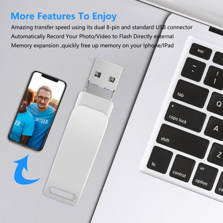 16 GB USB 3.0 + 8 Pin + USB-C / Type-C 3 in 1 Phone Computer Metal Rotatable U-Disk(Black) - free shipping - PMC Jewellery - Order now!