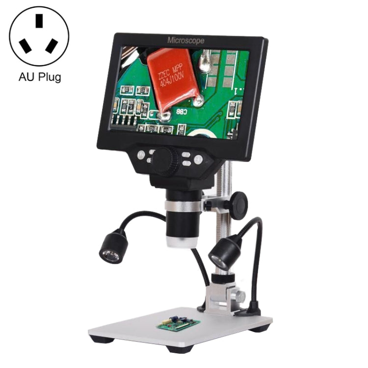 G1200D 7 Inch LCD Screen 1200X Portable Electronic Digital Desktop Stand Microscope(AU Plug With Battery) - free shipping - PMC Jewellery - Order now!