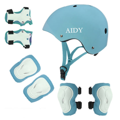 AIDY 7 In 1 Children Roller Skating Sports Protective Gear Set(Dumb Blue) - Protective Helmet & Masks by PMC Jewellery | Online Shopping South Africa | PMC Jewellery | Buy Now Pay Later Mobicred