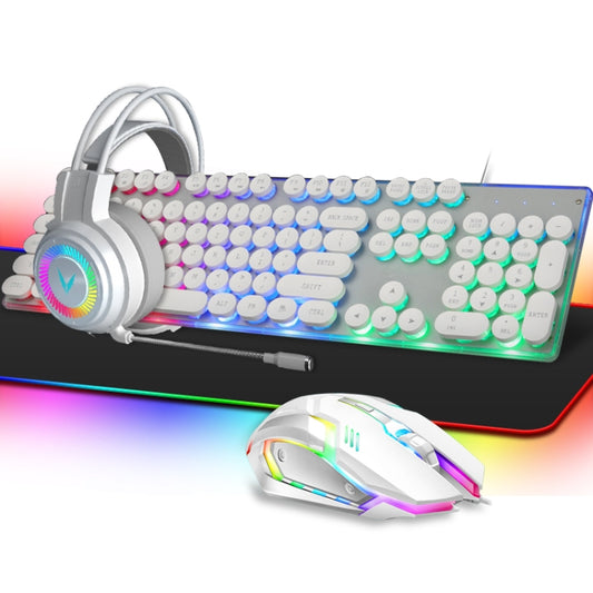 PANTSAN LD-145 4 in 1 Luminous Punk Gaming Keyboard + Mouse + Headphones + Mouse Pad Set(White) - Wired Keyboard by PANTSAN | Online Shopping South Africa | PMC Jewellery | Buy Now Pay Later Mobicred