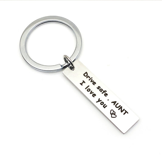 10 PCS C1010 Drive Safe Stainless Steel Tag Keychain 10x40mm(Aunt) - Key Rings by PMC Jewellery | Online Shopping South Africa | PMC Jewellery | Buy Now Pay Later Mobicred