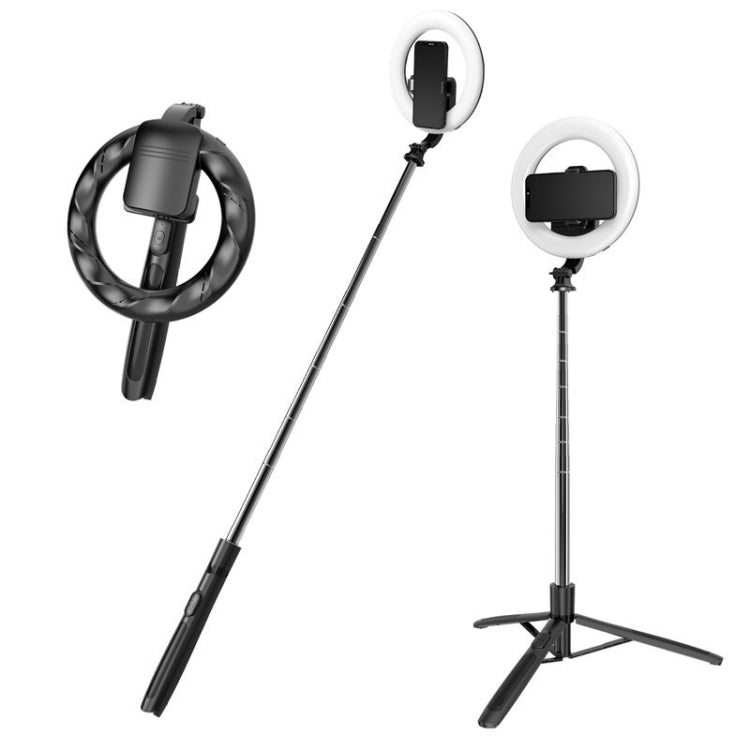 Wireless Bluetooth Selfie Stick Live Telescopic Bracket, Specification: Q05S (Black With Fill Light) - Selfie Sticks by PMC TechLife | Online Shopping South Africa | PMC TechLife | Buy Now Pay Later Mobicred