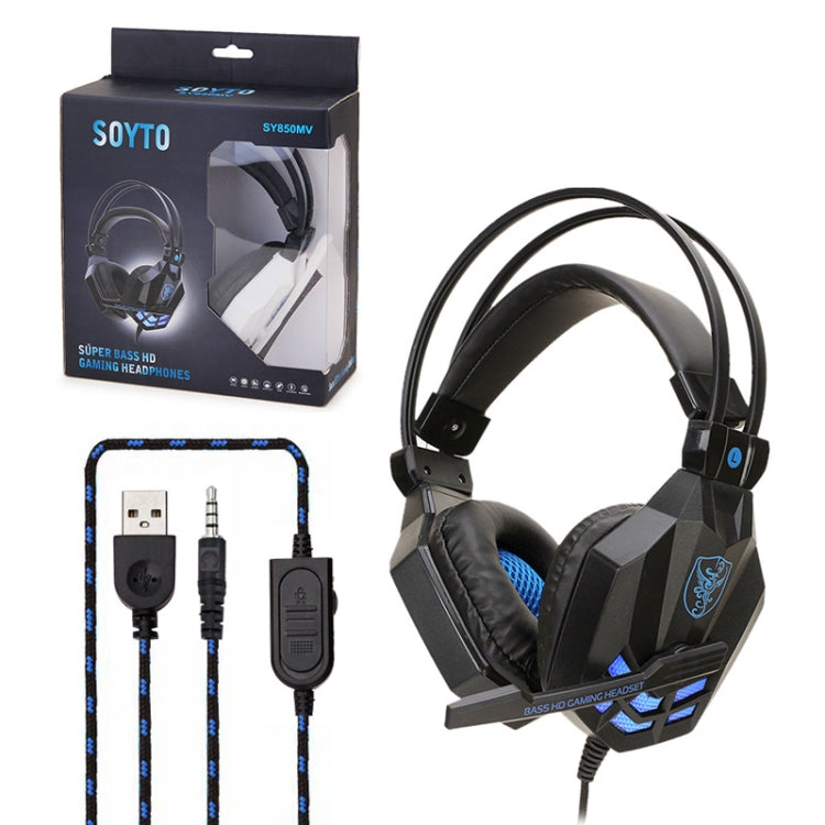 Soyto SY850MV Luminous Gaming Computer Headset For USB (White Blue) - Multimedia Headset by Soyto | Online Shopping South Africa | PMC Jewellery | Buy Now Pay Later Mobicred