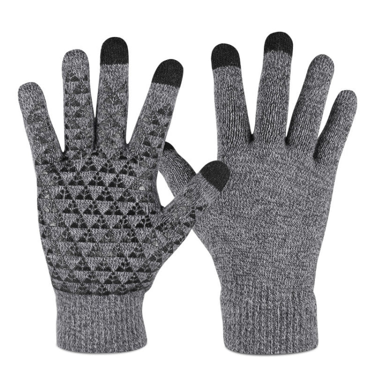 1 Pair Thick Velvet Touch Screen Knitted Warm Gloves, Size: Free Size(Grey) - Full Finger Gloves by PMC TechLife | Online Shopping South Africa | PMC TechLife | Buy Now Pay Later Mobicred