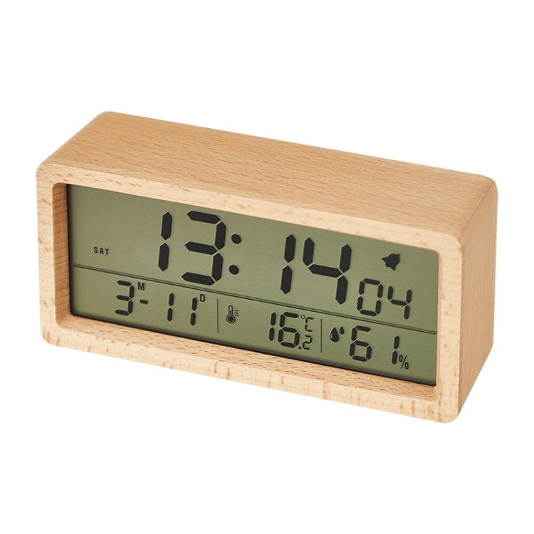 1906 Solid Wood Luminous Clock Large Screen Temperature And Humidity Clock(Eucalyptus Yellow) - Alarm Clocks by PMc TechLife | Online Shopping South Africa | PMc TechLife | Buy Now Pay Later Mobicred
