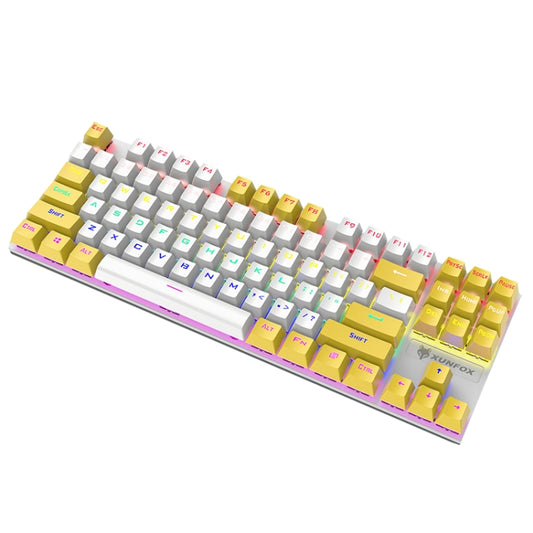 XUNFOX K80 87 Keys Wired Gaming Mechanical Illuminated Keyboard, Cable Length:1.5m(White Yellow) - Wired Keyboard by XUNFOX | Online Shopping South Africa | PMC Jewellery | Buy Now Pay Later Mobicred