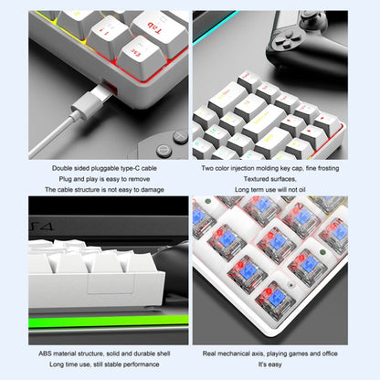 ZIYOU LANG T60 62-Key RGB Luminous Mechanical Wired Keyboard, Cable Length:1.5m(White Red Shaft) - Wired Keyboard by ZIYOU LANG | Online Shopping South Africa | PMC Jewellery | Buy Now Pay Later Mobicred