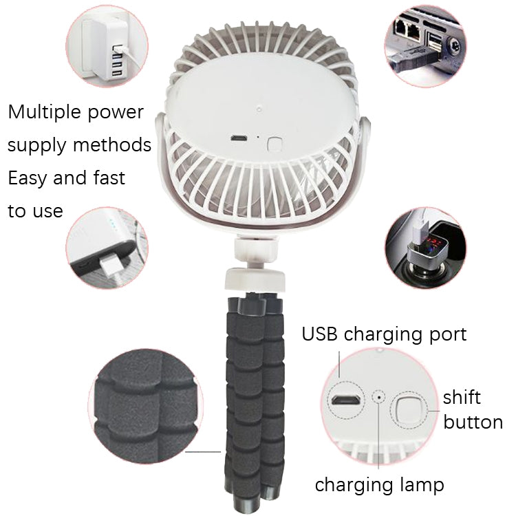 Octopus Stroller Deformation Fan Desktop Portable Handheld USB Small Fan, Colour: 2200mAh Pink - free shipping - PMC TechLife - Order now!