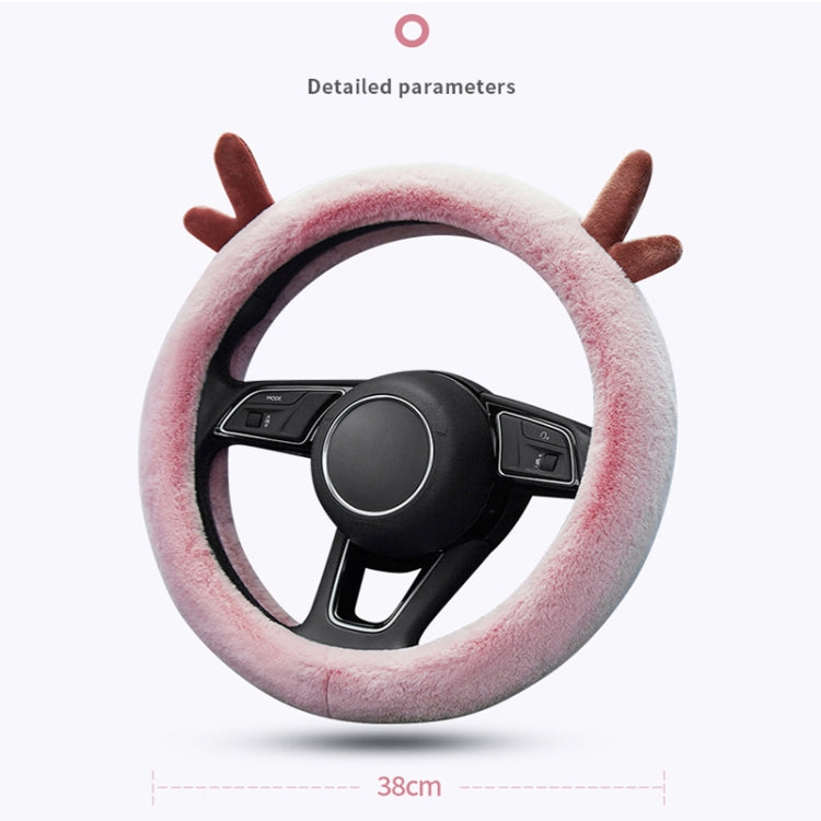 Antler Thick Plush Steering Wheel Cover, Style: O Type (Pink) - Steering Wheel Accessories by PMC TechLife | Online Shopping South Africa | PMC TechLife | Buy Now Pay Later Mobicred