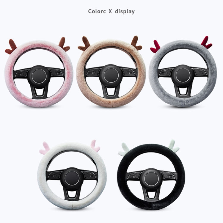 Antler Thick Plush Steering Wheel Cover, Style: O Type (Black) - Steering Wheel Accessories by PMC Jewellery | Online Shopping South Africa | PMC Jewellery | Buy Now Pay Later Mobicred