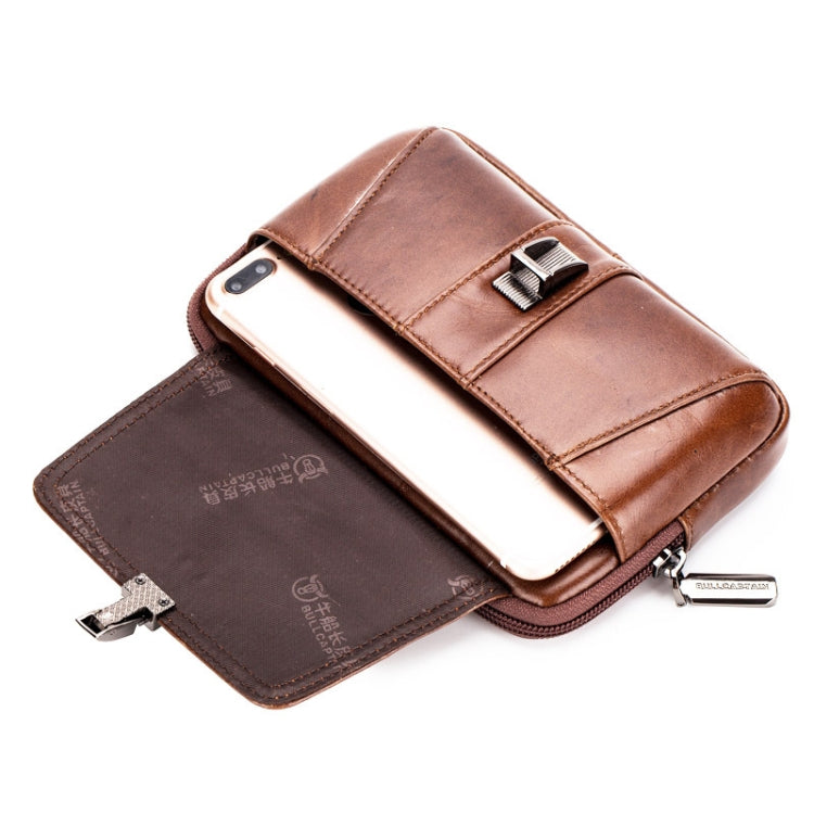 BULL CAPTAIN Multifunctional Leather Mobile Phone Small Waist Bag For Men(Vertical Black) - free shipping - PMC TechLife - Order now!