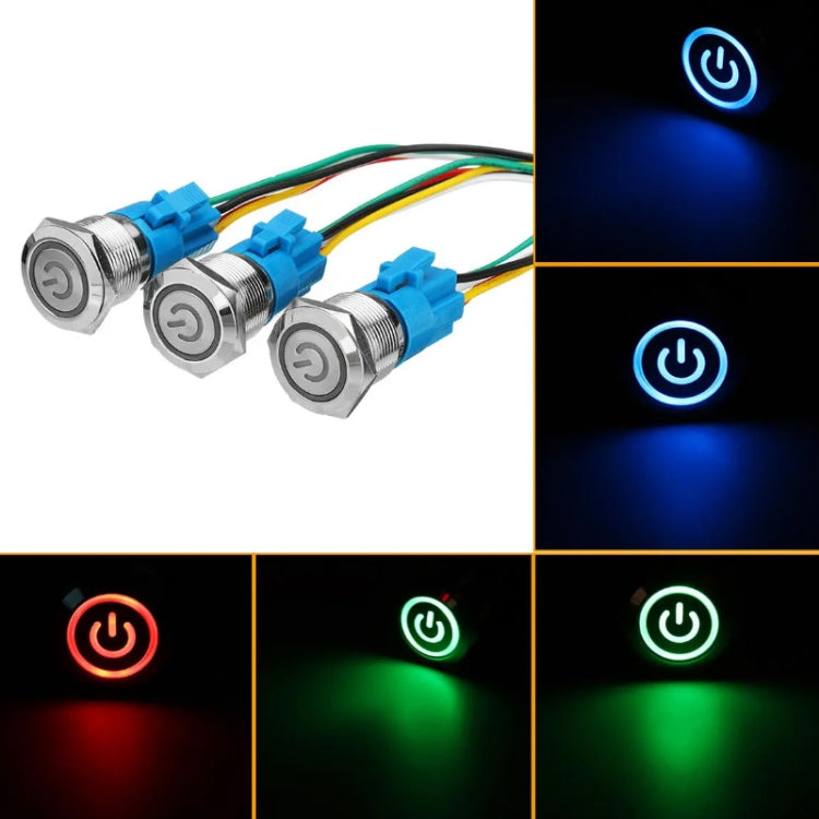 2 PCS 19mm Car Modified Metal Waterproof Button Flat Switch With Light, Color: Self-lock Green Light - Electrical Instruments by PMC TechLife | Online Shopping South Africa | PMC TechLife | Buy Now Pay Later Mobicred