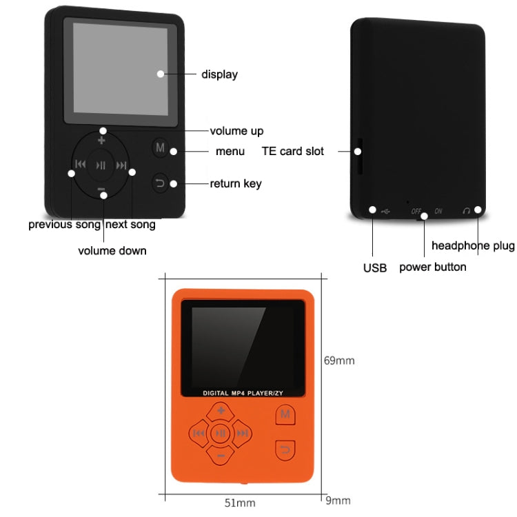T69 Card Lyrics Synchronization Lossless Sound Quality MP4 Player, Style: Cross Button(White) - MP4 Player by PMC TechLife | Online Shopping South Africa | PMC TechLife | Buy Now Pay Later Mobicred
