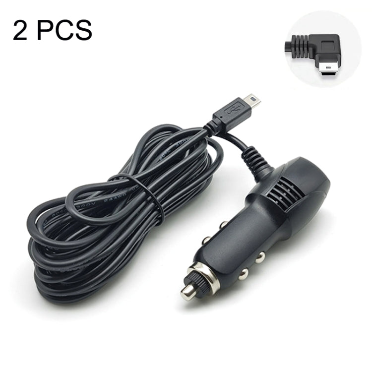 2 PCS Car Charger Fast Charging Driving Recorder Supply Line, Style: 1.5A+2.4A(Mini Right Bend) - Cables & Connectors by PMC Jewellery | Online Shopping South Africa | PMC Jewellery | Buy Now Pay Later Mobicred