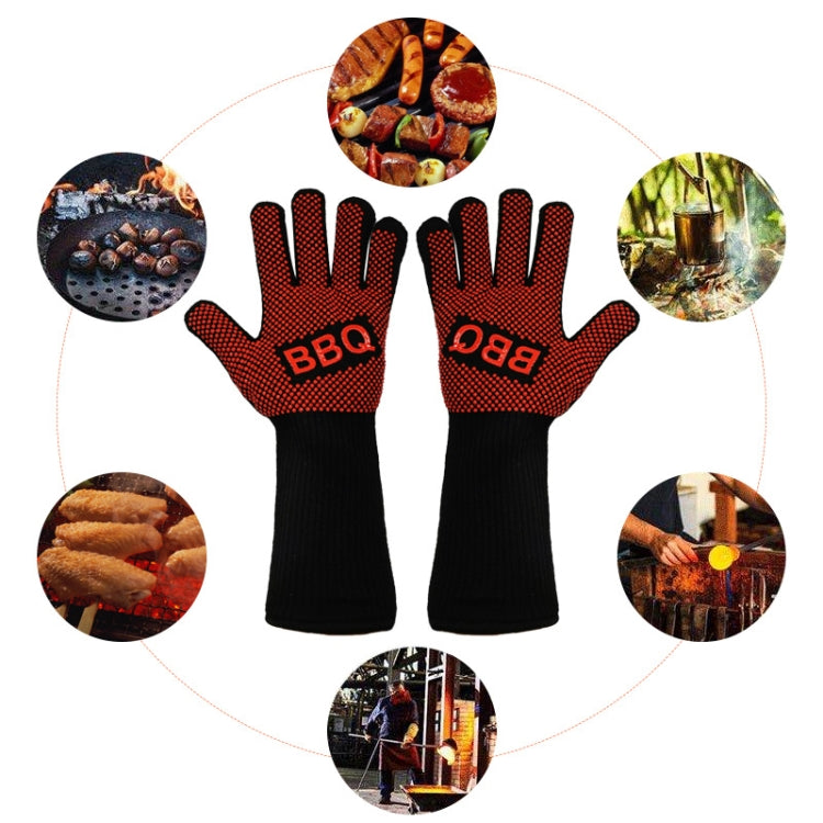 1 Pair High Temperature Resistant Silicone BBQ Gloves  Anti-Scalding Gloves(BBQ Red) - Safety Gloves by PMC Jewellery | Online Shopping South Africa | PMC Jewellery