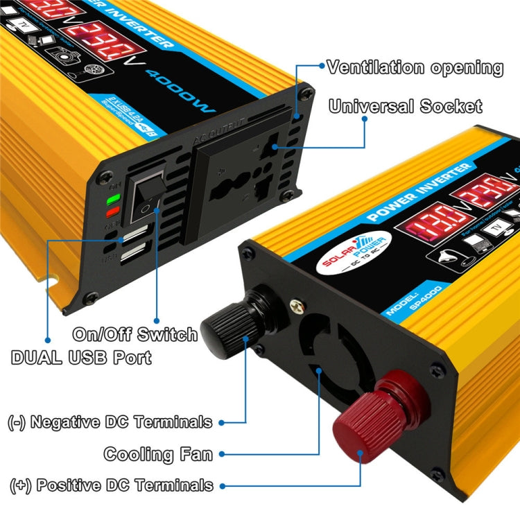 Solar Power System Inverter 30A Controller+18W 12V Solar Panel, Specification: Yellow 12V To 220V - free shipping - PMC TechLife - Order now!