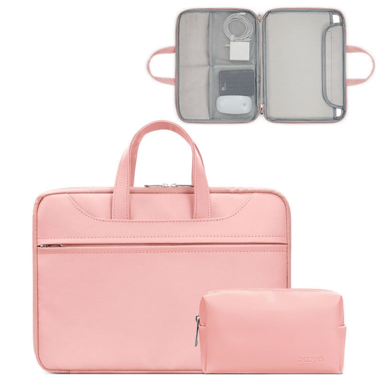 Baona BN-Q006 PU Leather Full Opening Laptop Handbag For 11/12 inches(Pink+Power Bag) - 12.1 inch by Baona | Online Shopping South Africa | PMC Jewellery | Buy Now Pay Later Mobicred