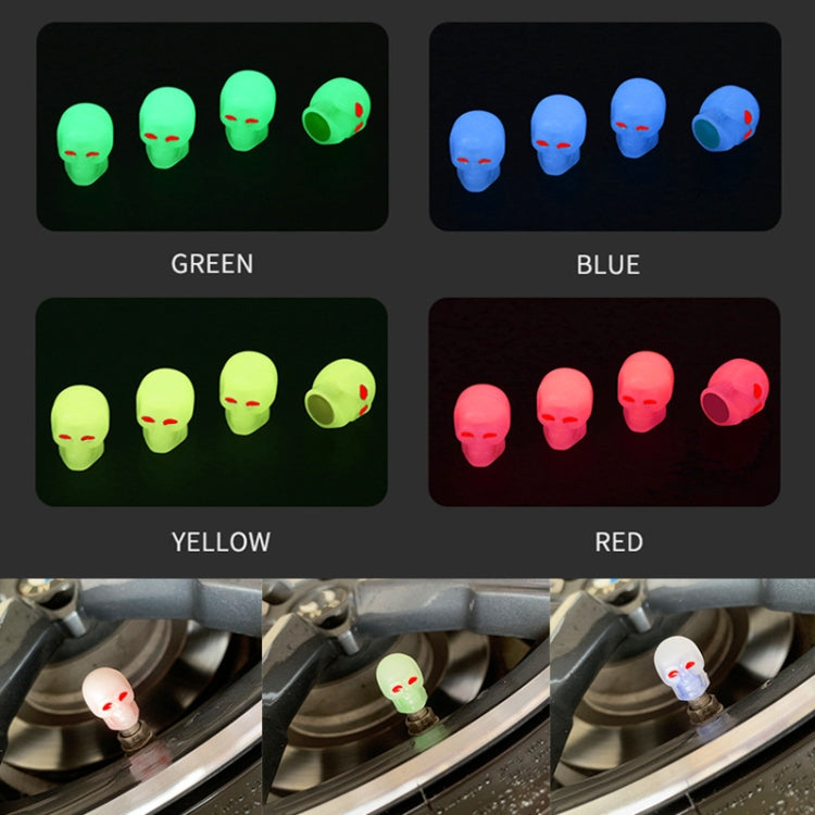 1 Sets Car Tire Luminous Valve Cap Motorcycle Skull Valve Core Cap(Red) - Tire Valve Caps by PMC TechLife | Online Shopping South Africa | PMC TechLife