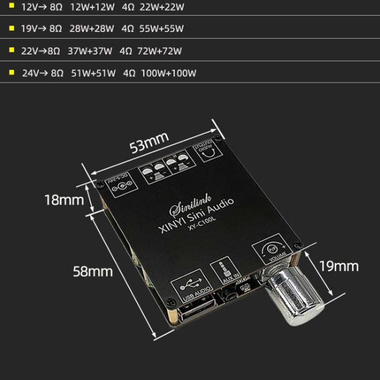 XY-C100L Stereo Stepless Tuning Bluetooth Digital Power Amplifier Board - Breadboard / Amplifier Board by PMC TechLife | Online Shopping South Africa | PMC TechLife