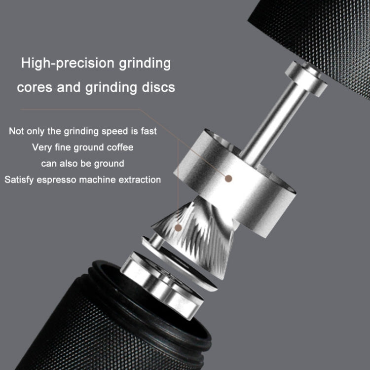CNC Stainless Steel Hand Crank Coffee Bean Grinder, Specification: Pentagon Black - free shipping - PMC TechLife - Order now!