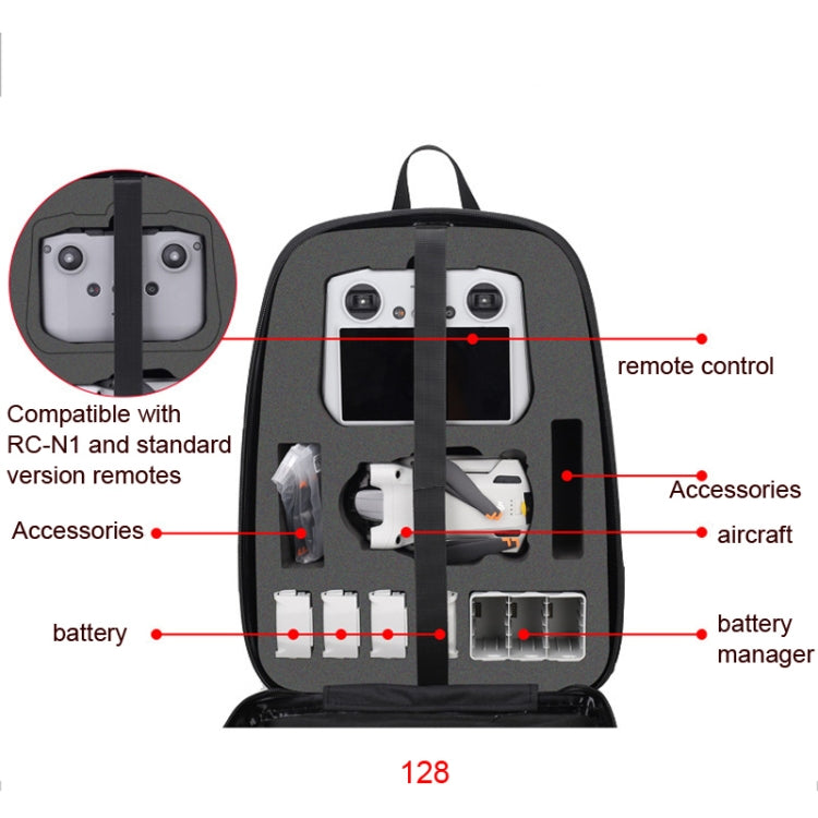 Waterproof Compression Hard Shell Backpack for DJI Mini 3 Pro, Size: 128 Large(Brushed Gray) - Backpacks & Bags by PMC Jewellery | Online Shopping South Africa | PMC Jewellery