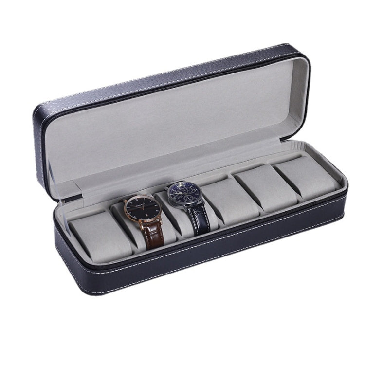 6 Bit Zipper Watch Box Storage Display Box PU Zipper Bag Watch Box(Black) - free shipping - PMC TechLife - Order now!