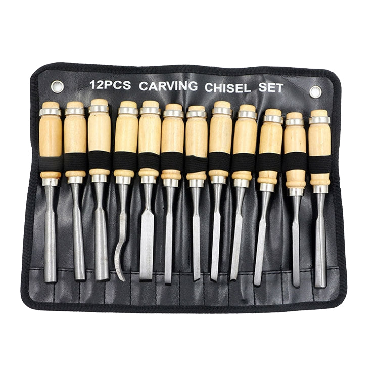 12 PCS / Set Knife Carving Knife Woodworking Chisel Root Carving Wood Carving Tools - Burin &Cutting Knife by PMC TechLife | Online Shopping South Africa | PMC TechLife
