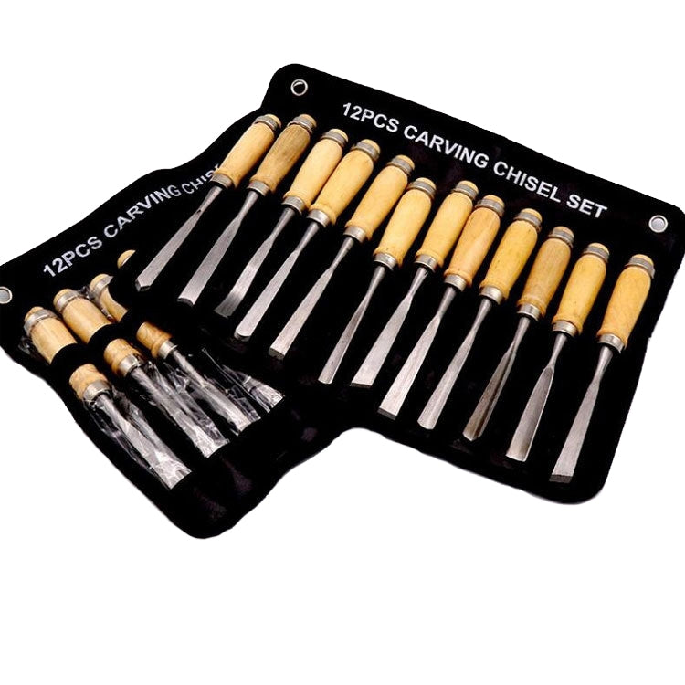 12 PCS / Set Knife Carving Knife Woodworking Chisel Root Carving Wood Carving Tools - Burin &Cutting Knife by PMC TechLife | Online Shopping South Africa | PMC TechLife
