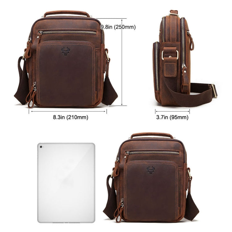 HUMERPAUL MH573 Men Shoulder Bag Leather Messengers Bag(Khaki) - Single-shoulder Bags by HUMERPAUL | Online Shopping South Africa | PMC TechLife | Buy Now Pay Later Mobicred