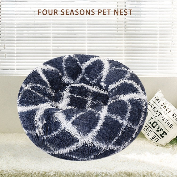 Long-haired Round Pet Kennel Warm Pet Bed, Specification: 60cm(Dark Blue) - Beds by PMC TechLife | Online Shopping South Africa | PMC TechLife | Buy Now Pay Later Mobicred