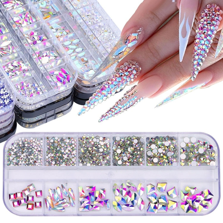 12 Grid Flat Bottom Shaped Nail Rhinestones Nail Decoration, Specification: 03 - Nail Stickers by PMC Jewellery | Online Shopping South Africa | PMC Jewellery | Buy Now Pay Later Mobicred