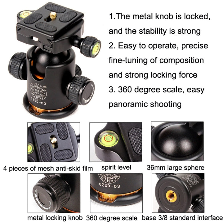 QingZhuangShiDai Q03 Digital Photography Tripod Spherical Panorama Head - Tripod Heads by QingZhuangShiDai | Online Shopping South Africa | PMC Jewellery | Buy Now Pay Later Mobicred