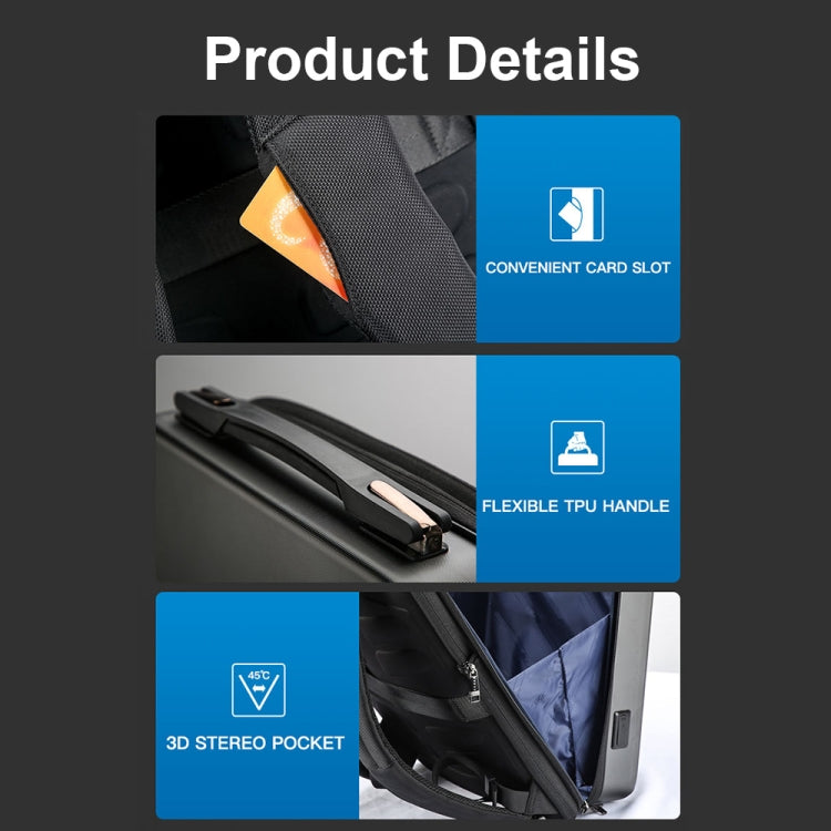 Bopai 61-93318A Hard Shell Waterproof Expandable Backpack with USB Charging Hole, Spec: Regular (Silver) - free shipping - PMC Jewellery - Order now!
