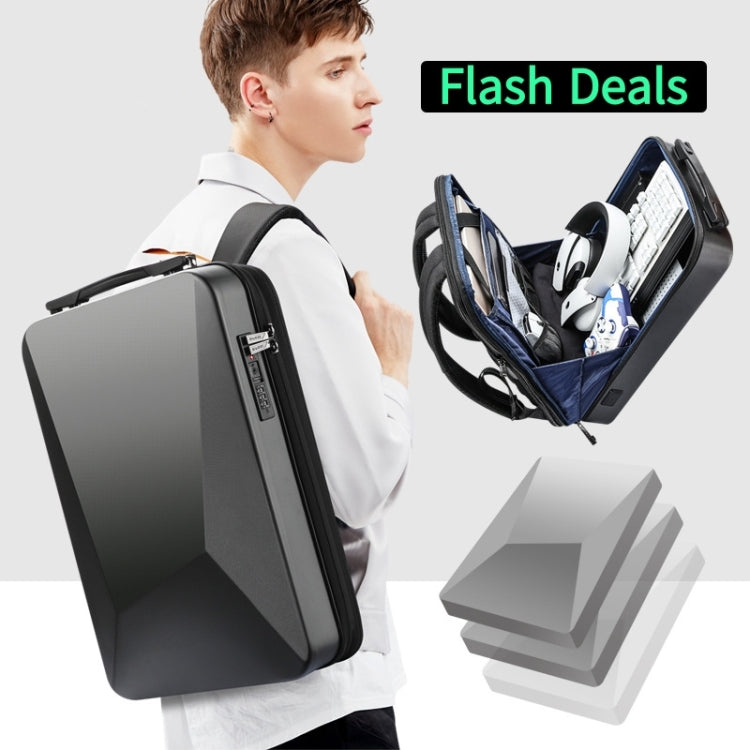 Bopai 61-93318A Hard Shell Waterproof Expandable Backpack with USB Charging Hole, Spec: Regular (Silver) - free shipping - PMC Jewellery - Order now!