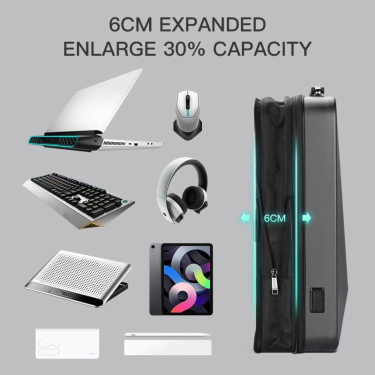 Bopai 61-93318A Hard Shell Waterproof Expandable Backpack with USB Charging Hole, Spec: Password (Black) - free shipping - PMC TechLife - Order now!